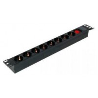 Phasak - Regleta de 8 tomas para rack 1U 16A negra 2m